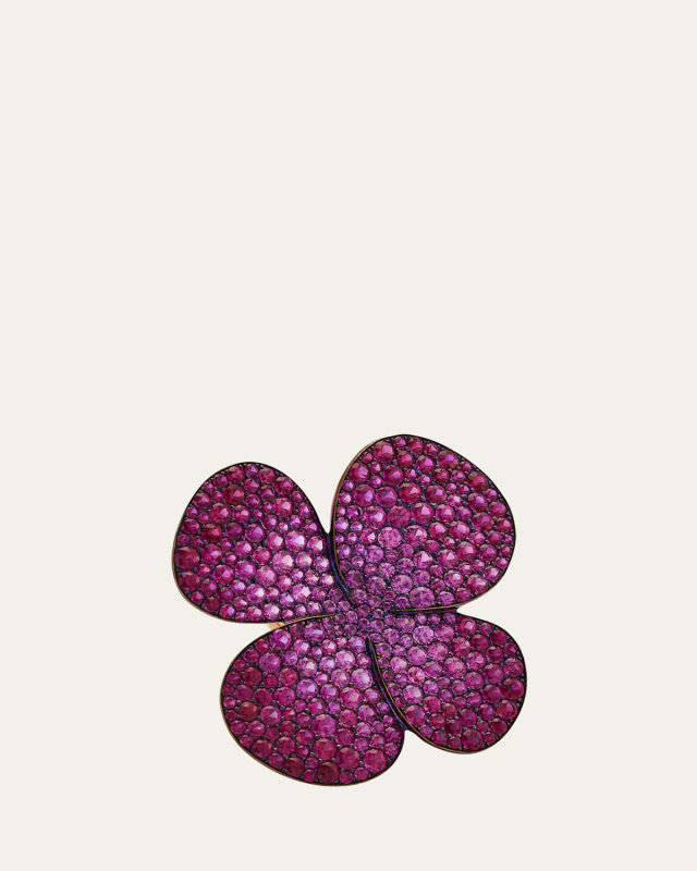 Ruby, Sapphire and Diamond Titanium Clover Ring, EU 53 / US 6.5